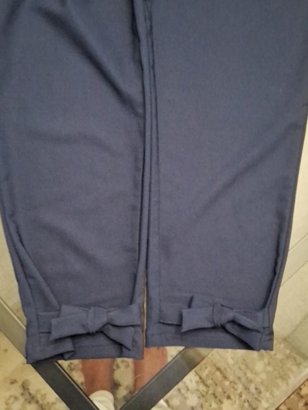 Grace Karin Women Navy Tie-Waist Dress Pants with Cuff Bows - Picture 3 of 4
